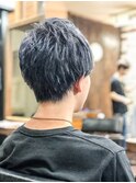 吉祥寺メンズ/アップバングサイドパート/束感グレージュショート