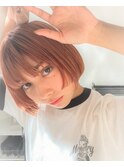 ミニボブ 暖色系カラー ぱっつんショート【OAK中目黒】