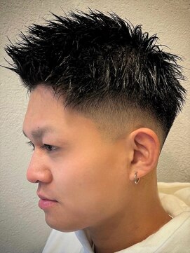 ビンゴ(BINGO) ba389ツーブロック刈り上げアップバング短髪バーバースタイル