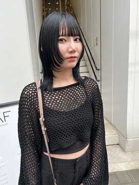 カフ(CAF) CAF松本/顔まわりウルフレイヤー/ブルーブラック/大阪/心斎橋