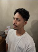 アップバングショート×ナチュラルピンパーマスタイル