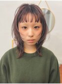 バイオレットベージュレイヤーショートバング