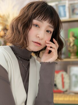 カバーヘア ブリス 上尾西口店(COVER HAIR bliss) ぱっつん前髪切りっぱなし耳かけ外ハネロブc6上尾20代30代40代