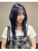 15886黒髪ナチュラルブラウンシニヨンヘアココアブラウン