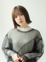 アース 相模大野店(EARTH)&nbsp;ブリーチなしカラー◆艶ブラウン/切りっぱなしタッセルボブ