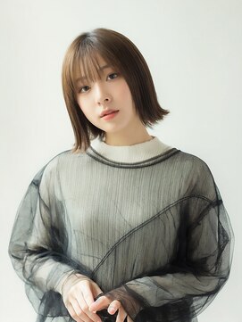 アース 相模大野店(EARTH) ブリーチなしカラー◆艶ブラウン/切りっぱなしタッセルボブ
