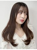 ミルクティーブロンドダークブルーワンホンレイヤーウルフ