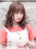 ガーリーミディアム無造作カール_ショコラピンク