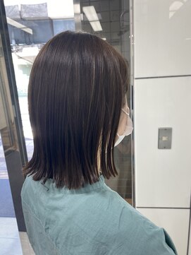 シェノン 梅田(CHAINON) 前髪小顔カット×黒髪風オリーブカラー