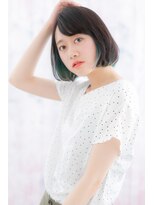 ミック 日暮里店(miq)&nbsp;イヤリングカラーで個性的☆ブルーブラックミニボブb1