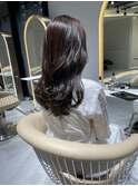 ★斜めバングミディアムヘアグレージュカラーシルキーベージュ★