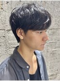 ニュアンスパーマメンズマッシュウルフメンズパーマ群馬太田眉毛