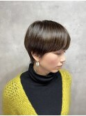 グレージュ/ショートボブ/ショートヘア/カラー/カット+カラー