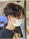 波巻きセンターパート波巻きスパイラルパーマメンズパーマ