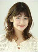 大人かわいいくびレイヤー小顔シースルーバングまろベージュ