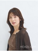ミディアムレイヤー×小顔×ココアベージュチャコールグレー黒髪