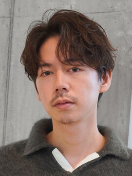 フィフスパーク(fifth PARK) 渋谷センターパートメンズカット緩めフェザーパーマ微分け毛流れ