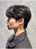 韓国メンズヘア シースルーマッシュ ダウンパーマ