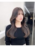 顔周りレイヤーカットシアーグレージュ_美髪ピンクブラウン