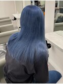 7241黒髪ブラックブルージュレイヤーロンググラデーションカラー
