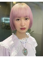レコ 渋谷(LECO) ラベンダーピンクのハイトーンボブ