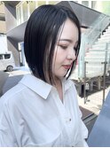 NUDE黒髪ボブ ミニボブ 切りっぱなしボブ レイヤーボブ
