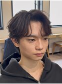 フェザーショートコンマバングナチュラルパーマニュアンスパーマ