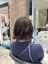 アピッシュ ギンザ(apish ginza)&nbsp;ボブパーマコテ巻き風パーマオリーブベージュ前髪パーマ