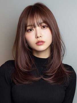 ミツバ(3tuba) レイヤーカット ココアブラウン ミディアムレイヤー 髪質改善