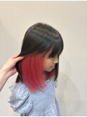 黒髪×ビビッドピンクのインナーカラー