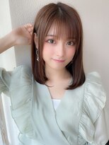 20代30代40代大人かわいい小顔ボブ ひし形シルエット グレージュ