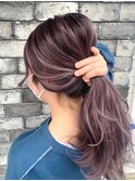 ハイライトカラー　シアーピンク　白髪ぼかしレイヤーカット