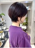 大人かわいい丸みショート お白髪染めピンクブラウン