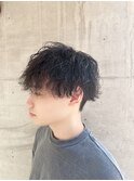 20代30代ツーブロックツイストスパイラルパーマアップバング