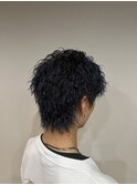 襟足ありスタイルのツイストスパイラルパーマ