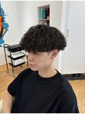 波巻きパーマ×メンズマッシュ