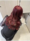 ボルドーカラー暖色カラー赤髪ダブルカラーカシスレッド