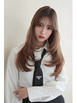 アンジェリカラボ 梅田店(ANGELICA LABO)&nbsp;韓国風くびれレイヤーカット×グレージュ×透明感ブラウン川又