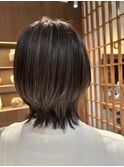 40代50代◎夏カラー◎大人グレージュハイライト×ショートウルフ