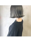 透明感グレー&切りっぱなしボブ