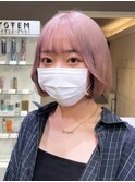 ba632_パールベージュカラーベージュピンクハイトーンカラーボブ