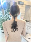 【杏実】タイトローポニー 結婚式ヘア パーティーヘアセット