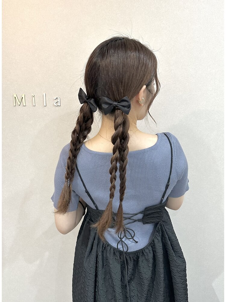 カフェ、お出かけに！簡単カジュアルアレンジ☆三つ編みツイン 