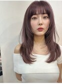 レイヤーロング/ベージュピンク/ストレート/姫カット吉祥寺