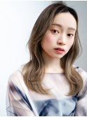 エアリーカールエアリーパーマミルクティーアッシュ長めバング
