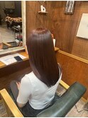 暖色ピンクブラウンロングヘア