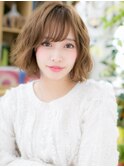 細巻きハイライト韓国風大人可愛いボブパーマc6志木20代30代40代