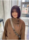 ボブ×パープルグレージュ