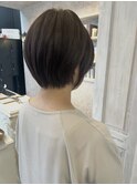 福山美容室carry 明るめピンクブラウンくびれ丸み大人ショート