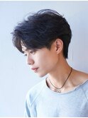 フェザーパーマ毛流れセンターパート/曲がる縮毛矯正毛流れヘア